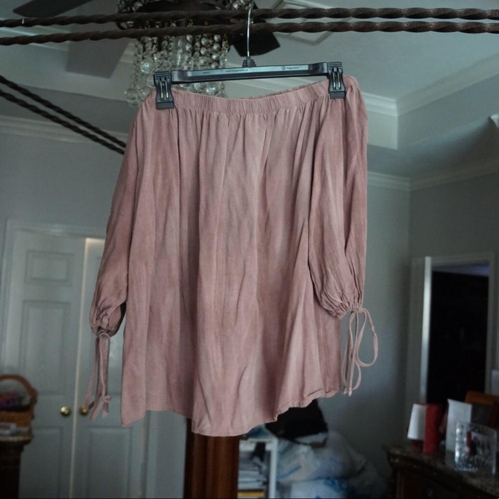 Mauve Off the Shoulder Short Sleeve Blouse